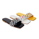 Flat Dress Sandals Flat Square Toe Large Size Hollow Candy-Colored Sandals