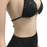 See through Pants Suit Fashion Summer Sexy Swimsuit Hot Drilling Mesh Two-Piece Set Women's Clothing