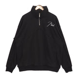 Rhude Hoodie Stand Collar Zipper Embroidery Stitching Sweater for Men and Women Autumn and Winter