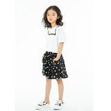 Children Girl Skirts Solid Color Summer T-shirt Black Dots Short Skirt