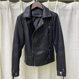 Women PU Leather Jacket Biker Motorcycle Coat Spring and Autumn Loose Motorcycle Polo Collar Top