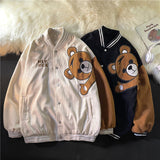 Cream Color Varsity Jacket Oversize Corduroy Baseball Uniform Coat