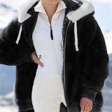 Women Winter Coats Autumn and Winter Loose Plush Zipper Hooded Jacket for Women