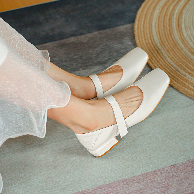 Nude Block Heels Closed Toe