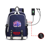 Stranger Things Hellfire Club Backpack Large Capacity Backpack Computer Bag USB Charging