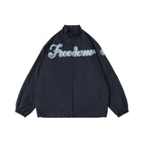 Orange Varsity Jacket Spring and Autumn Flocking Letter Embroidered Trench Coat Men's Loose Lapel Jacket