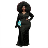 Nina Parker Black Dress Elegant Evening Dress Flared Sleeves Beaded Long Dress