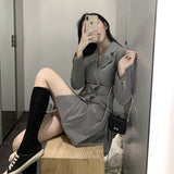 Aesthetic Dress Gray V-neck Long Sleeve Long Dress Spring and Summer