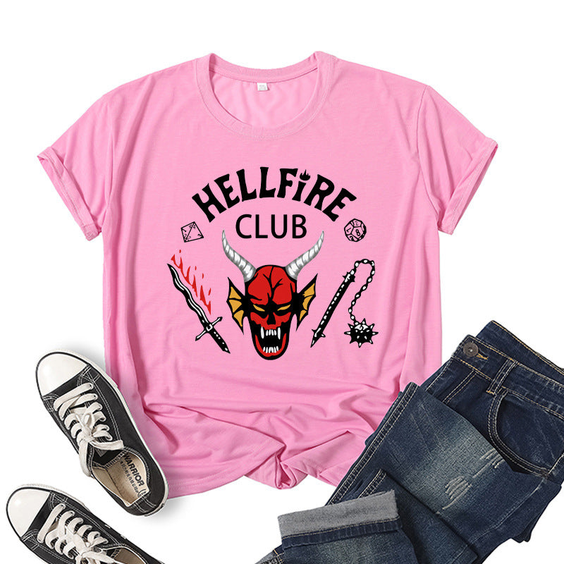 Hellfire Club Shirt Printed Top Short Sleeve Summer