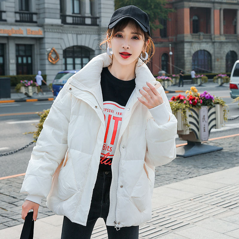 Women Winter Coats Puffer Jacket Down Coat Fall/Winter Warm Down Jacket Women's Short Stand Collar Loose Glossy