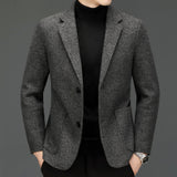 Bohemian Chic Wedding Guest Men Attire Simple Casual Fit Solid Color Wool Coat