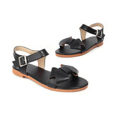 Flat Dress Sandals Summer Square Heel Retro Round Toe Large Size Hollow Buckle Casual Sandals