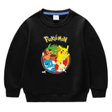 Children Pokemon Pikachu Hoodie Crew Neck Sweater Cotton