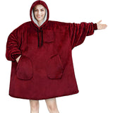 Hoodies Blankets Autumn and Winter Solid Color Plaid Lazy Blanket Multi-Pocket Leisure