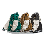 Vintage Letterman Jacket Fall Men's Jackets Baseball Uniform Hip Hop PU Leather Couple Coat