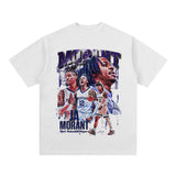 JA Morant Shirt JA Morant Printed Short-Sleeved T-shirt Chalk Vintage Distressed Sports