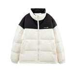 Women Winter Coats Puffer Jacket Down Coat Winter Loose Contrast Color Men's and Women's Same Stand Collar Coat