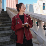 Cute Leather Jacket Women's White Slim Fit Spring and Autumn Fashion Pu Slimming Jacket Coat