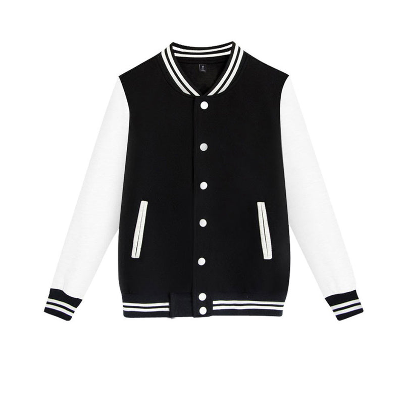 Bone Varsity Jacket Men and Women Fleece Long Sleeve Baseball Shirt