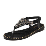 Women Open Toe Sandals Flats Large Size Bohemian Flat Beach Sandals for Women Summer