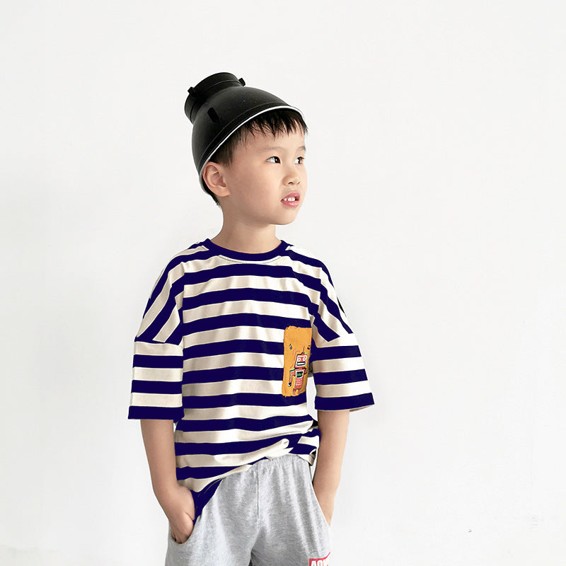 Children T Shrits Summer Boys Cartoon Short Sleeve Loose Short Sleeve