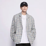 Men's Casual Suit Man Blzer Plaid Blazer Men's Loose Lapels Jacket Casual Small Suit