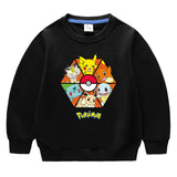 Children Pokemon Pikachu Hoodie round Neck Sweater Cotton Neutral