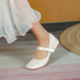 Nude Block Heels Closed Toe