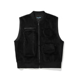 Men Sweater Vest Solid Color Multi-Pocket Workwear Waistcoat Men's Retro Loose Underwaist Tank Game Waistcoat