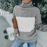 Women Fall Outfits Autumn and Winter Striped Loose High Collar Knitted Sweater Women's Outer Wear