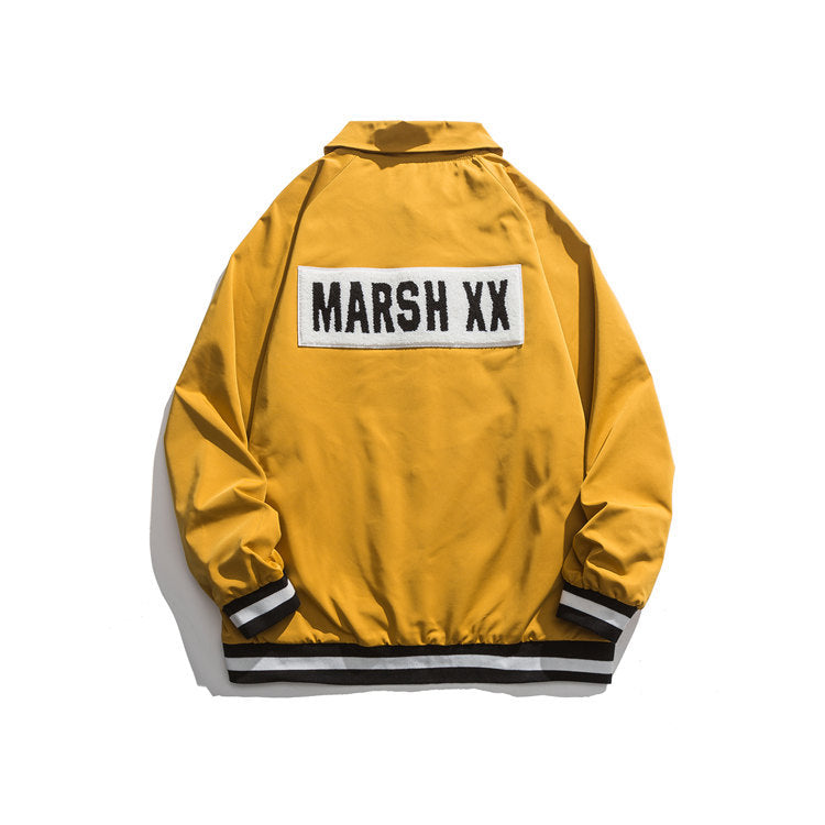 Yellow Varsity Jacket Fall Men's Baseball Uniforms Youth Baggy Casual Jacket