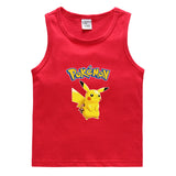 Children Pokemon Pikachu T Shirt Cotton Leisure Sweat Absorption Solid Color