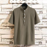 Men Hawaii Shirts Men's Solid Color Short Sleeve Shirt Casual