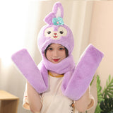 My Melody Hat Cartoon Autumn and Winter Hooded Scarf Gloves Female Cute Melody Fashionable Warm Scarf and Hat One  Kulomi
