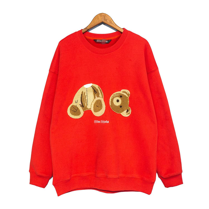 Palm Angels Sweatshirts Palm Angels Broken Bear Embroidery Velvet round Neck Long Sleeve