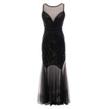 1920S Dress Retro Sequin Formal Dress Women's Mesh Sleeveless Vest