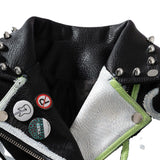 Women Leather Jacket Biker Motorcycle Coat Spring and Autumn Jacket Cross-Border Punk Motorcycle Clothing G Rivet Short Coat