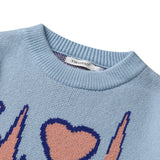 Mens Fall Outfits High Street Style Couple Wear Loose Contrast Color Love Striped Sweater
