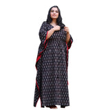 Nina Parker Black Dress Batwing Sleeve Gown Printed Dress Muslim Robe