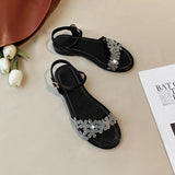 Flat Dress Sandals Summer Flat Hollowed Buckle Strap Casual Sandals