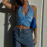 Maddy Euphoria Outfits Summer Fashion Women's Wear Backless Solid Color Vest
