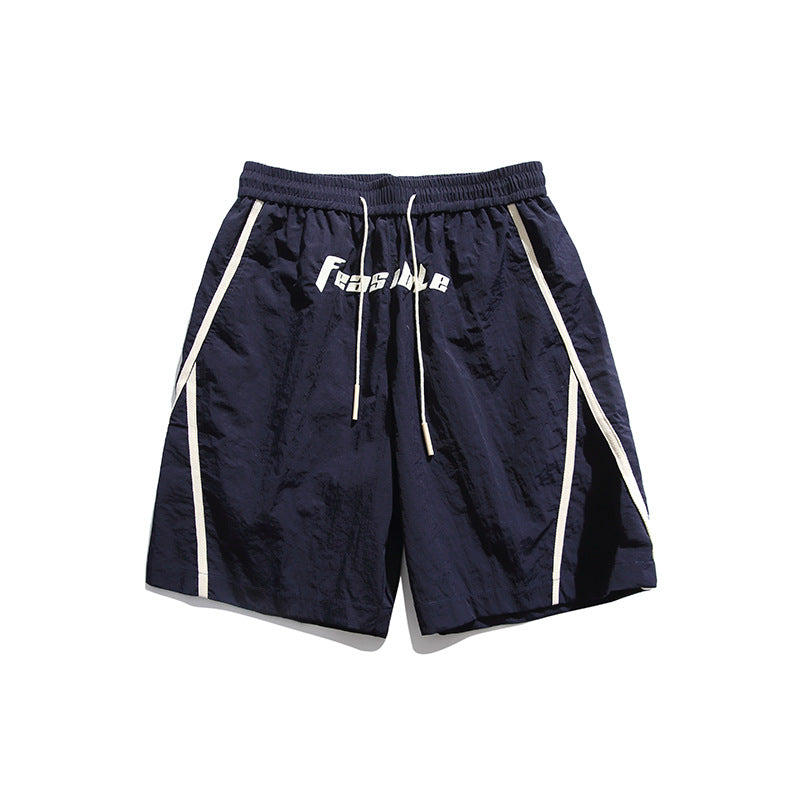 Men Shorts Summer Embroidered Straight Casual Pants Retro