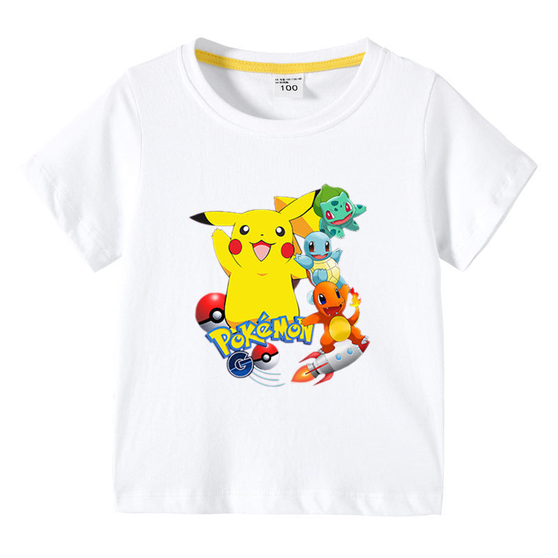 Children Pokemon Pikachu T Shirt Children Summer Clothing Short Sleeve T-shirt