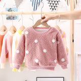 Girl Pullover Sweaters Autumn and Winter Cartoon Velvet Padded Thickened Sweater