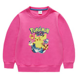 Children Pokemon Pikachu Hoodie Cotton Top Children's round Neck Bottoming Shirt