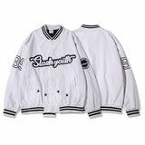 Mens Fall Outfits Embroidered Letters Armband High Street Retro Baseball Uniform Male and Female Couples Wear Jacket Jacket