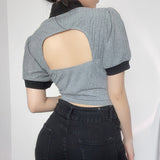 Preppy Aesthetic Sweater Hollow-out Short Sexy Knitwear