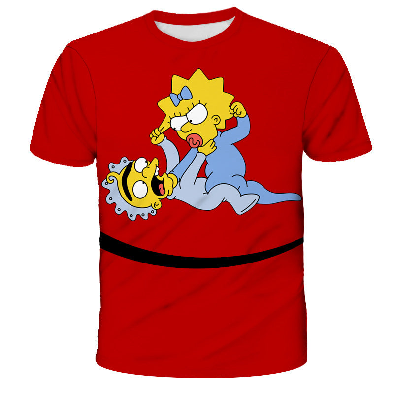 Homer Simpson Shirt Summer Printed Sports Short-Sleeved T-shirt