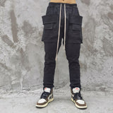 Man Fall Outfits Cargo Pants Functional Overalls Men's Dark High Street Slim Fit Multi-Pocket Casual Trousers