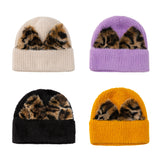 Women Winter Hats Winter Women's Wool Hat Solid Color Plush Ears Knitted Hat